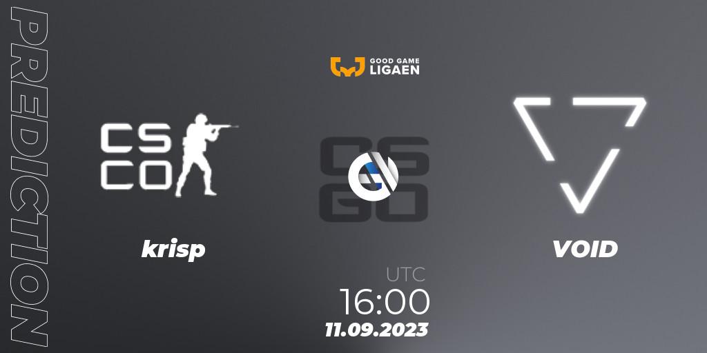 krisp contre VOID : prédiction de match. 11.09.23. CS2 (CS:GO), Good Game-ligaen Fall 2023: Regular Season