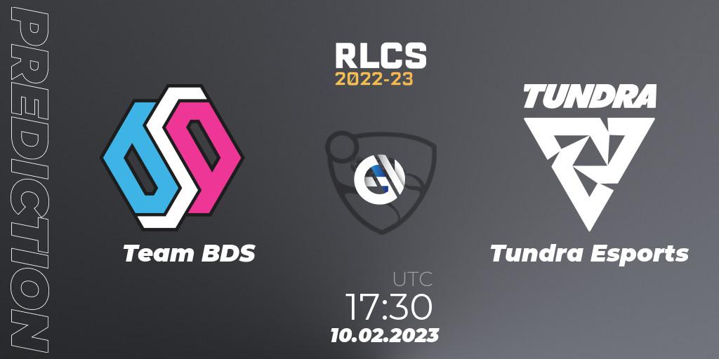 Team BDS contre Tundra Esports : prédiction de match. 10.02.2023 at 17:30. Rocket League, RLCS 2022-23 - Winter: Europe Regional 2 - Winter Cup