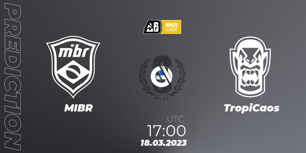 MIBR contre TropiCaos : prédiction de match. 18.03.2023 at 17:00. Rainbow Six, Brazil League 2023 - Stage 1