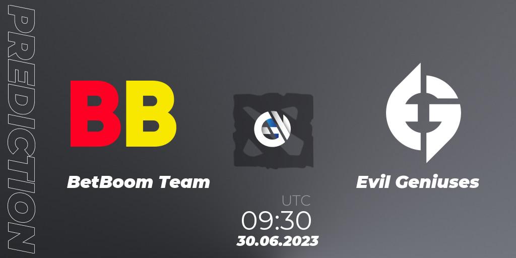 BetBoom Team contre Evil Geniuses : prédiction de match. 30.06.2023 at 08:40. Dota 2, Bali Major 2023 - Group Stage