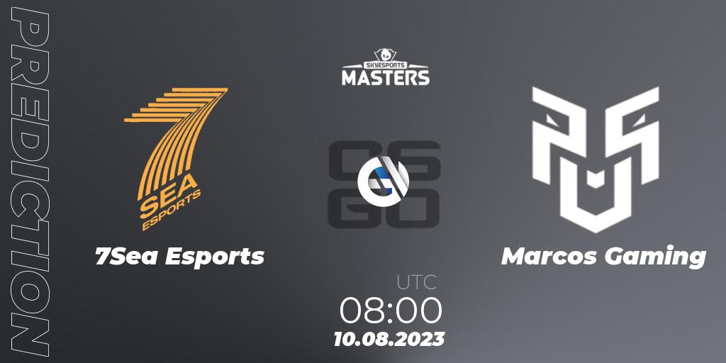 7Sea Esports contre Marcos Gaming : prédiction de match. 10.08.2023 at 08:00. Counter-Strike (CS2), Skyesports Masters 2023: Regular Season