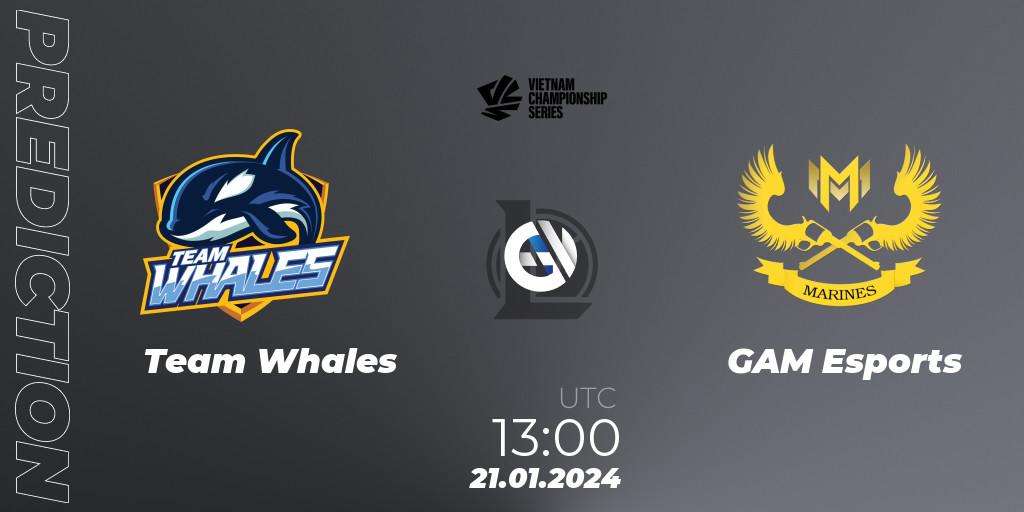 Team Whales contre GAM Esports : prédiction de match. 21.01.2024 at 12:00. LoL, VCS Dawn 2024 - Group Stage