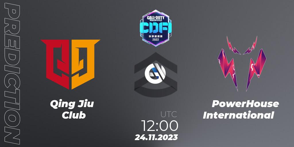 Qing Jiu Club contre PowerHouse International : prédiction de match. 24.11.2023 at 12:40. Call of Duty, CODM Fall Invitational 2023