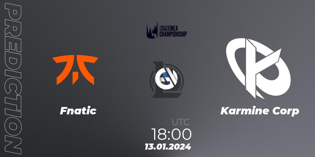 Fnatic contre Karmine Corp : prédiction de match. 13.01.2024 at 18:00. LoL, LEC Winter 2024 - Regular Season