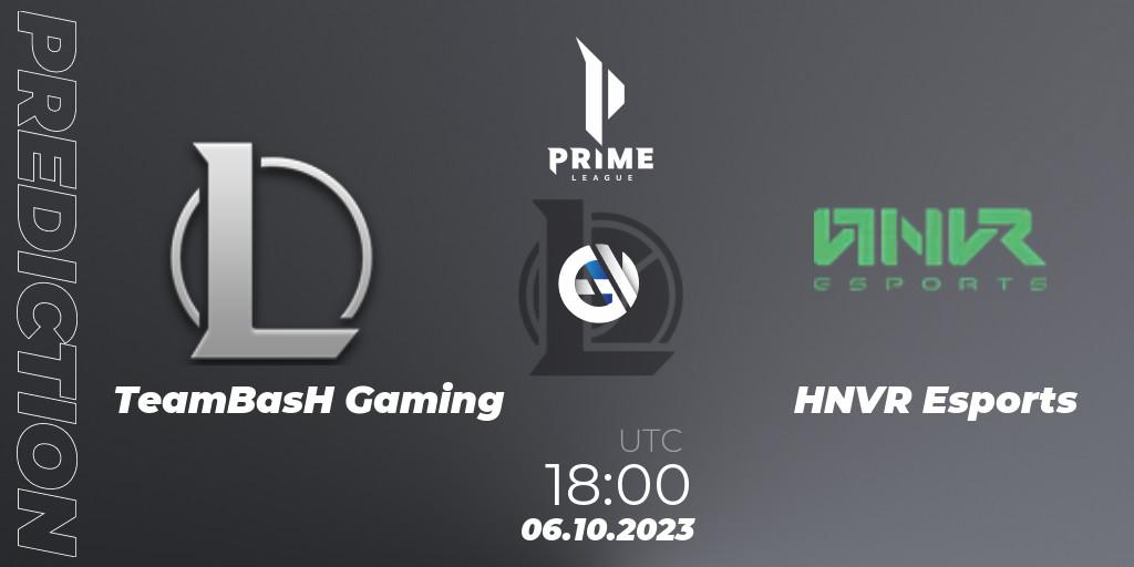 TeamBasH Gaming contre HNVR Esports : prédiction de match. 06.10.2023 at 18:00. LoL, Prime League Pokal 2023