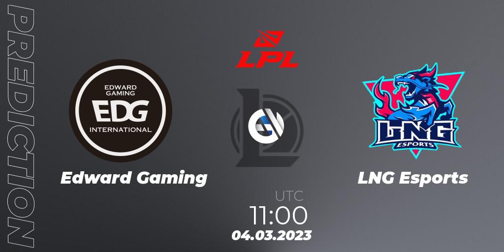 Edward Gaming contre LNG Esports : prédiction de match. 04.03.2023 at 11:00. LoL, LPL Spring 2023 - Group Stage