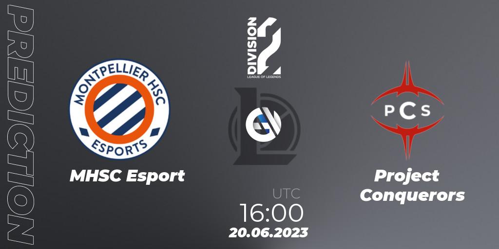 MHSC Esport contre Project Conquerors : prédiction de match. 20.06.2023 at 16:00. LoL, LFL Division 2 Summer 2023 - Group Stage
