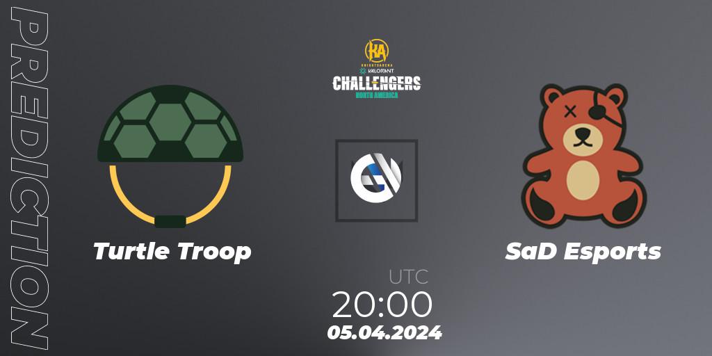 Turtle Troop contre SaD Esports : prédiction de match. 05.04.2024 at 20:00. VALORANT, VALORANT Challengers 2024: North America Split 1