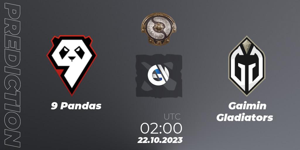 9 Pandas contre Gaimin Gladiators : prédiction de match. 22.10.23. Dota 2, The International 2023