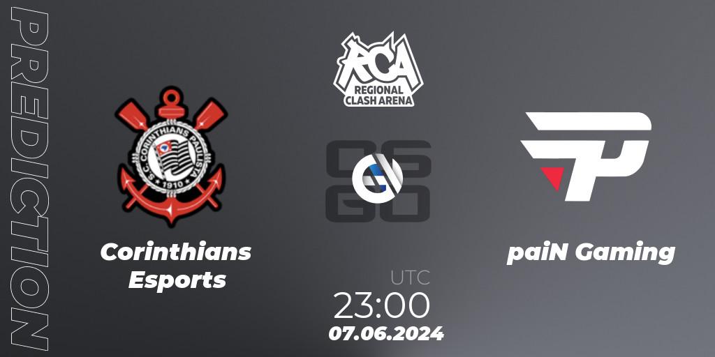 Corinthians Esports contre paiN Gaming : prédiction de match. 07.06.2024 at 23:00. Counter-Strike (CS2), Regional Clash Arena South America