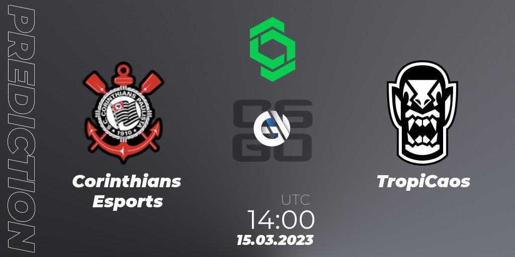 Corinthians Esports contre TropiCaos : prédiction de match. 15.03.2023 at 14:00. Counter-Strike (CS2), CCT South America Series #5