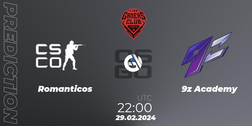 Romanticos contre 9z Academy : prédiction de match. 29.02.24. CS2 (CS:GO), Gamers Club Liga Série A: February 2024