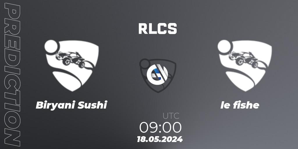 Biryani Sushi contre le fishe : prédiction de match. 18.05.2024 at 09:00. Rocket League, RLCS 2024 - Major 2: APAC Open Qualifier 5