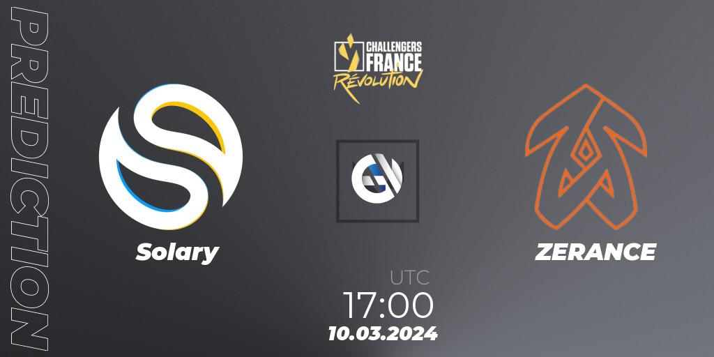 Solary contre ZERANCE : prédiction de match. 10.03.24. VALORANT, VALORANT Challengers 2024 France: Revolution Split 1