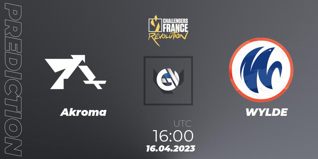 Akroma contre WYLDE : prédiction de match. 16.04.2023 at 16:00. VALORANT, VALORANT Challengers France: Revolution Split 2 - Regular Season