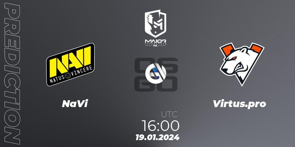 NaVi contre Virtus.pro : prédiction de match. 19.01.24. CS2 (CS:GO), PGL CS2 Major Copenhagen 2024 Europe RMR Closed Qualifier