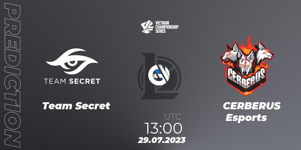 Team Secret contre CERBERUS Esports : prédiction de match. 29.07.2023 at 13:00. LoL, VCS Dusk 2023