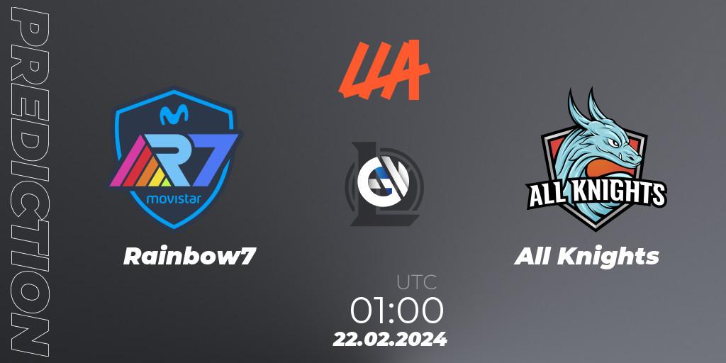 Rainbow7 contre All Knights : prédiction de match. 22.02.24. LoL, LLA 2024 Opening Group Stage