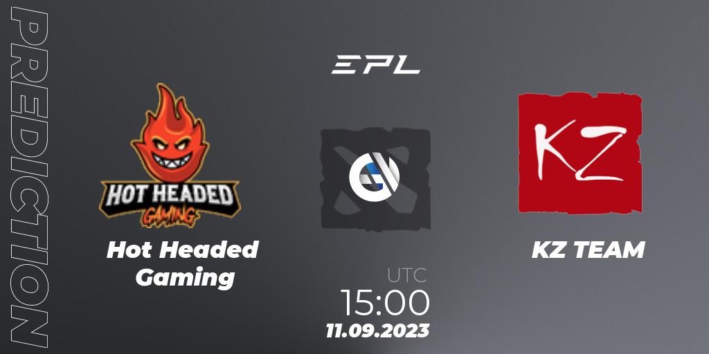 Hot Headed Gaming contre KZ TEAM : prédiction de match. 11.09.2023 at 16:00. Dota 2, European Pro League Season 12