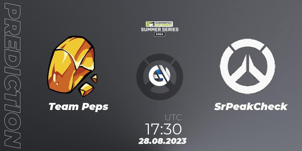 Team Peps contre SrPeakCheck : prédiction de match. 28.08.2023 at 17:30. Overwatch, Overwatch Contenders 2023 Summer Series: Europe