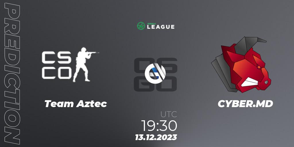 Team Aztec contre CYBER.MD : prédiction de match. 13.12.2023 at 19:30. Counter-Strike (CS2), ESEA Season 47: Open Division - Europe