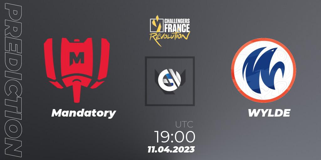 Mandatory contre WYLDE : prédiction de match. 11.04.2023 at 19:10. VALORANT, VALORANT Challengers France: Revolution Split 2 - Regular Season