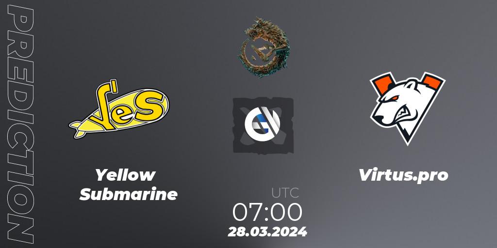 Yellow Submarine contre Virtus.pro : prédiction de match. 28.03.24. Dota 2, PGL Wallachia Season 1: Eastern Europe Closed Qualifier