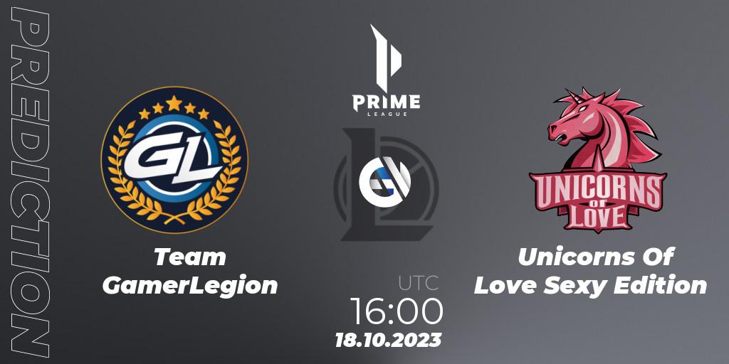 Team GamerLegion contre Unicorns Of Love Sexy Edition : prédiction de match. 18.10.23. LoL, Prime League Pokal 2023