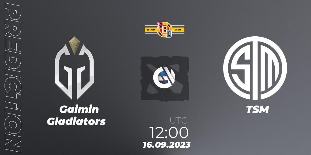 Gaimin Gladiators contre TSM : prédiction de match. 16.09.2023 at 12:20. Dota 2, BetBoom Dacha