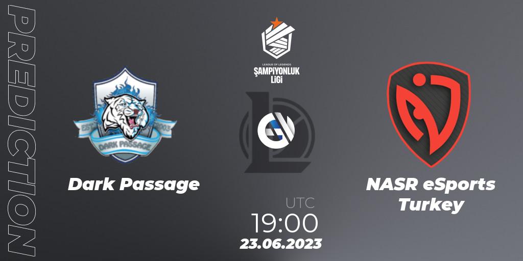 Dark Passage contre NASR eSports Turkey : prédiction de match. 23.06.2023 at 19:00. LoL, TCL Summer 2023 - Group Stage
