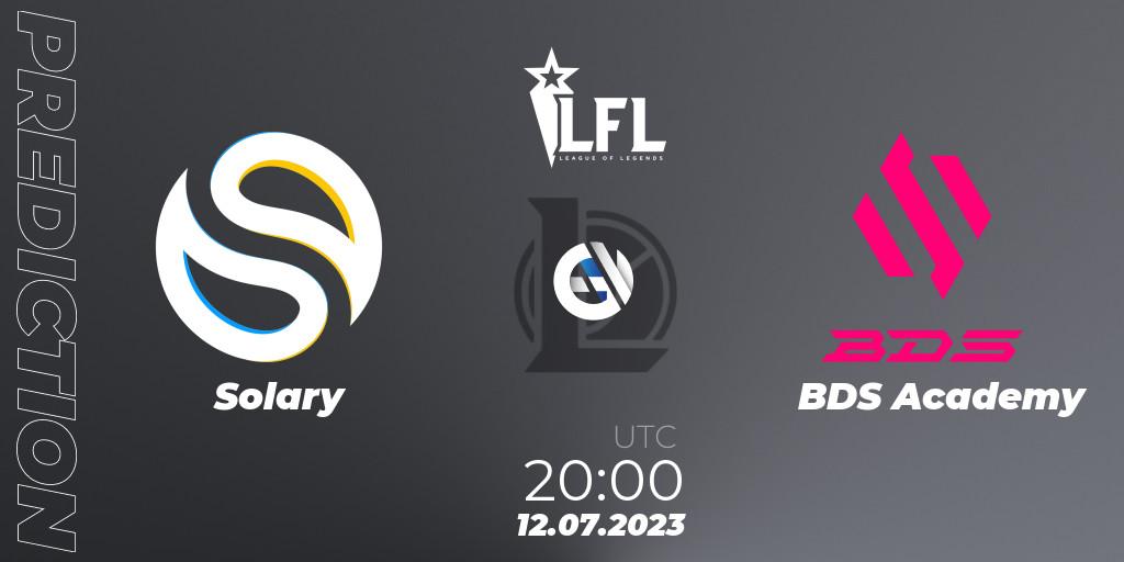 Solary contre BDS Academy : prédiction de match. 12.07.2023 at 20:00. LoL, LFL Summer 2023 - Group Stage
