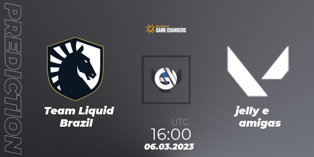 Team Liquid Brazil contre jelly e amigas : prédiction de match. 06.03.2023 at 21:00. VALORANT, VCT 2023: Game Changers Brazil Series 1 - Qualifier 3