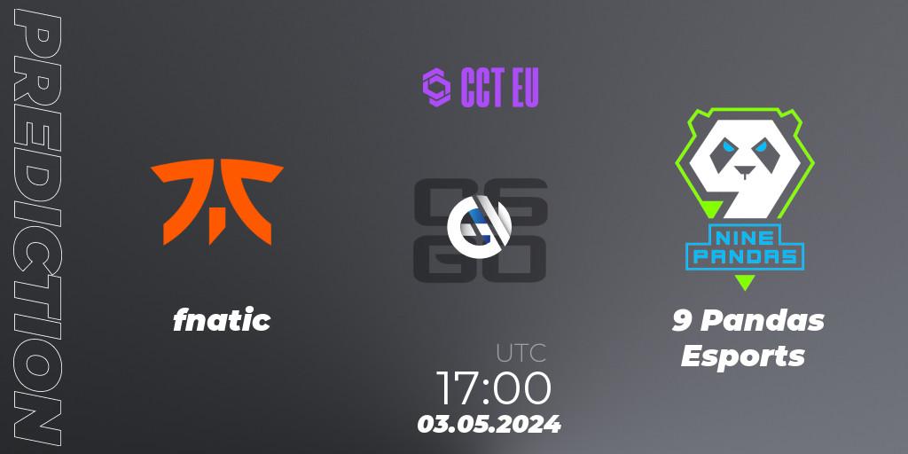 fnatic contre 9 Pandas Esports : prédiction de match. 03.05.2024 at 18:10. Counter-Strike (CS2), CCT Season 2 Europe Series 1
