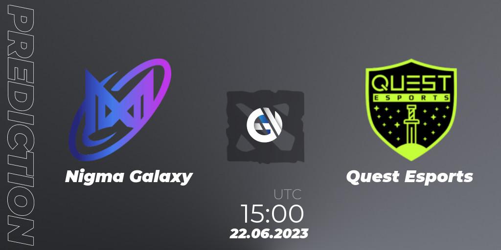 Nigma Galaxy contre PSG Quest : prédiction de match. 22.06.2023 at 15:02. Dota 2, Riyadh Masters 2023 MENA Qualifier