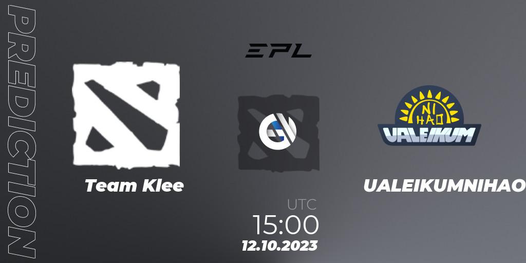 Team Klee contre UALEIKUMNIHAO : prédiction de match. 12.10.23. Dota 2, European Pro League Season 13