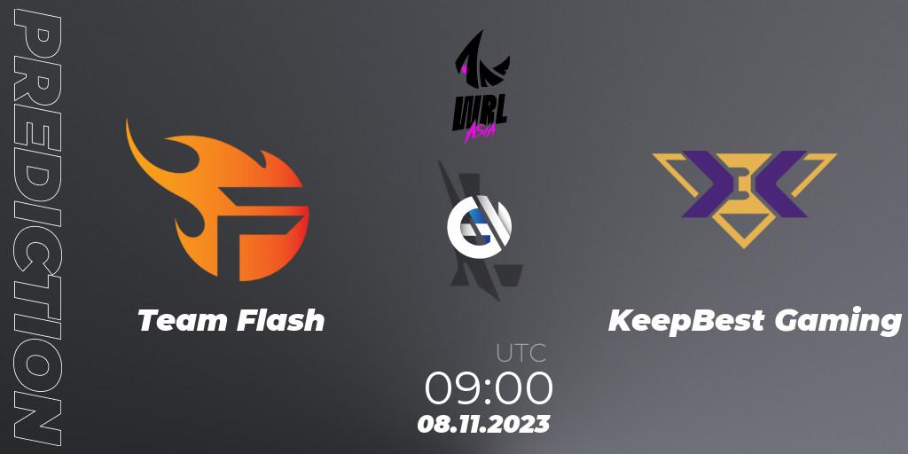 Team Flash contre KeepBest Gaming : prédiction de match. 08.11.2023 at 09:15. Wild Rift, WRL Asia 2023 - Season 2 - Regular Season