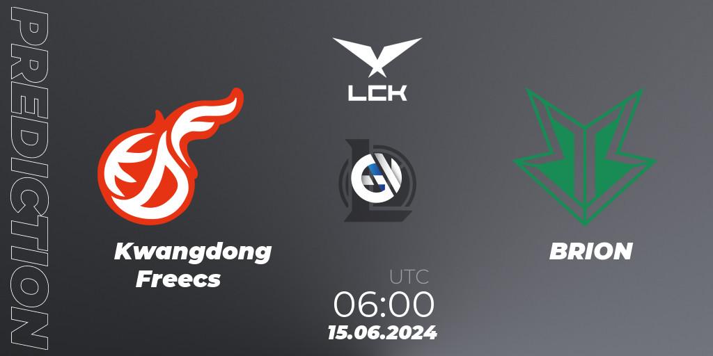 Kwangdong Freecs contre BRION : prédiction de match. 19.07.2024 at 10:30. LoL, LCK Summer 2024 Group Stage