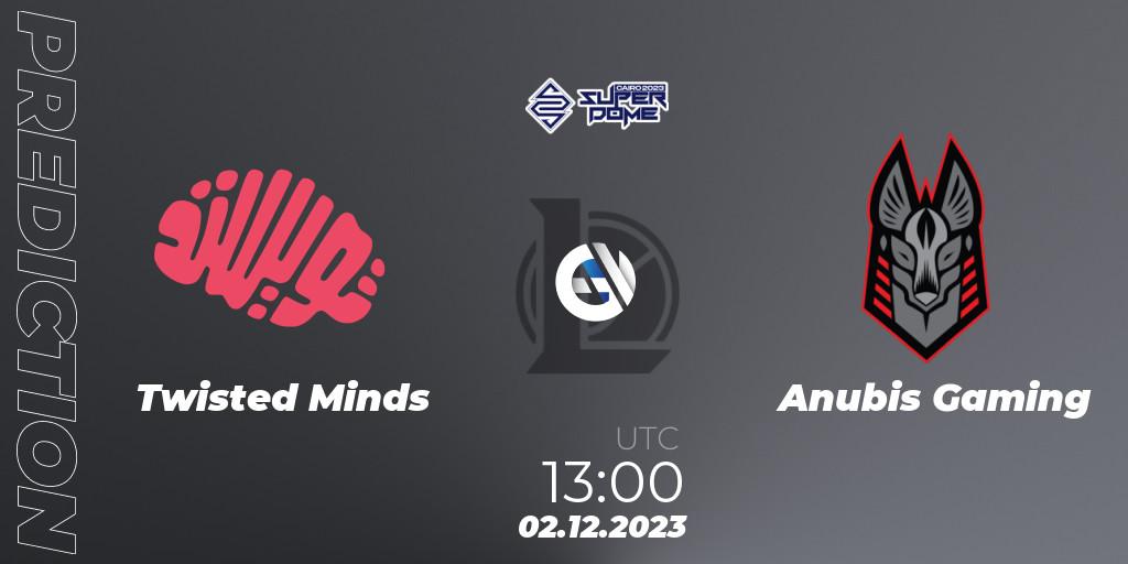 Twisted Minds contre Anubis Gaming : prédiction de match. 02.12.2023 at 13:00. LoL, Superdome 2023 - Egypt