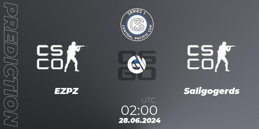 EZPZ contre Saligogerds : prédiction de match. 28.06.2024 at 02:00. Counter-Strike (CS2), Central Pacific Cup: Series 1