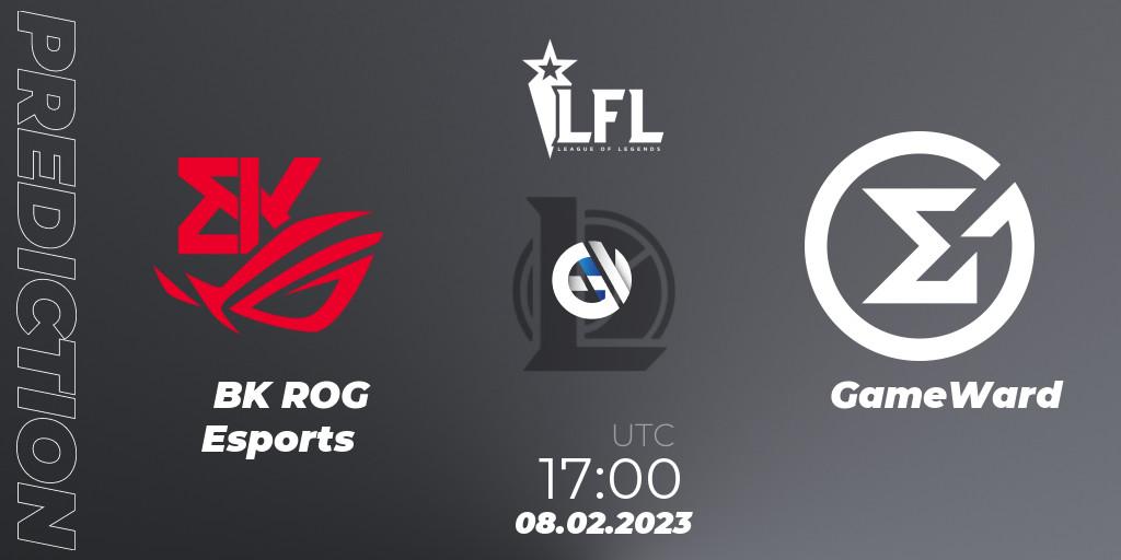 BK ROG Esports contre GameWard : prédiction de match. 08.02.2023 at 18:00. LoL, LFL Spring 2023 - Group Stage