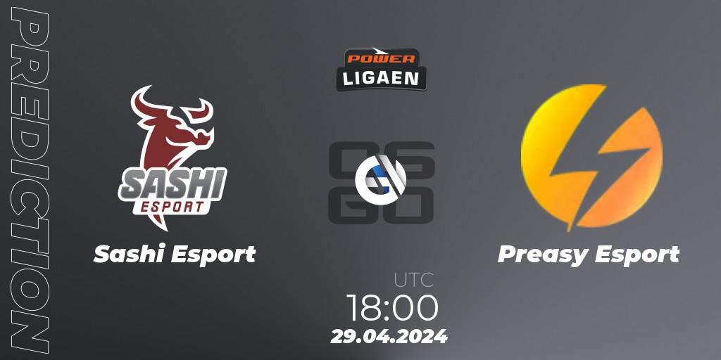 Sashi Esport contre Preasy Esport : prédiction de match. 29.04.2024 at 18:00. Counter-Strike (CS2), Dust2.dk Ligaen Season 26