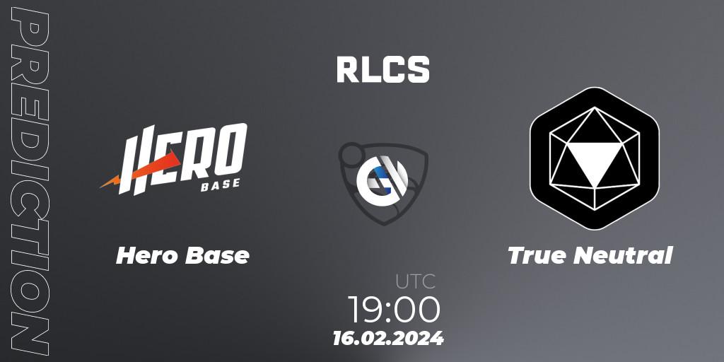 Hero Base contre True Neutral : prédiction de match. 16.02.2024 at 19:00. Rocket League, RLCS 2024 - Major 1: SAM Open Qualifier 2