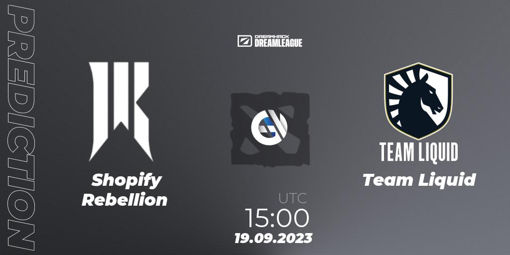 Shopify Rebellion contre Team Liquid : prédiction de match. 19.09.2023 at 15:12. Dota 2, DreamLeague Season 21