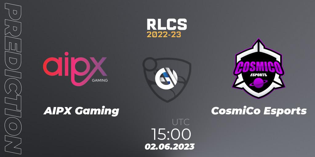 AIPX Gaming contre CosmiCo Esports : prédiction de match. 09.06.23. Rocket League, RLCS 2022-23 - Spring: Sub-Saharan Africa Regional 3 - Spring Invitational