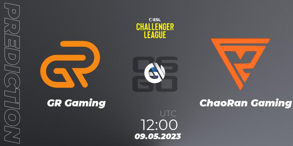 GR Gaming contre ChaoRan Gaming : prédiction de match. 09.05.2023 at 12:00. Counter-Strike (CS2), ESL Challenger League Season 45: Asia-Pacific