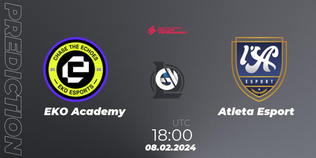 EKO Academy contre Atleta Esport : prédiction de match. 08.02.2024 at 18:00. LoL, LoL Italian Tournament Spring 2024