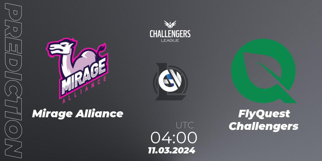 Mirage Alliance contre FlyQuest Challengers : prédiction de match. 11.03.24. LoL, NACL 2024 Spring - Group Stage