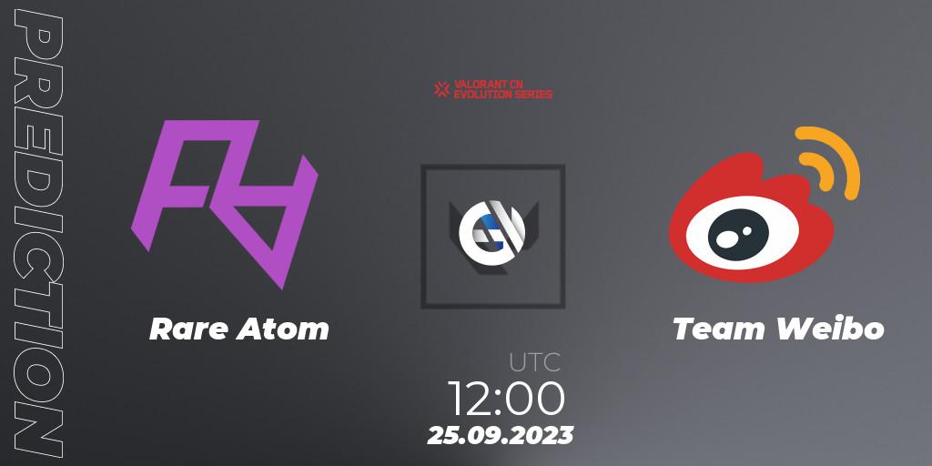 Rare Atom contre Team Weibo : prédiction de match. 25.09.2023 at 12:00. VALORANT, VALORANT China Evolution Series Act 1: Variation