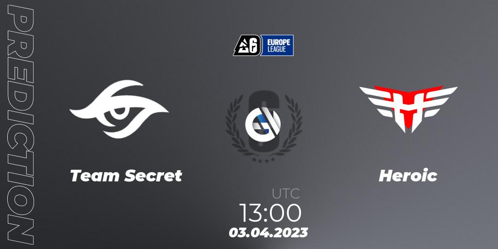 Team Secret contre Heroic : prédiction de match. 03.04.2023 at 13:00. Rainbow Six, Europe League 2023 - Stage 1