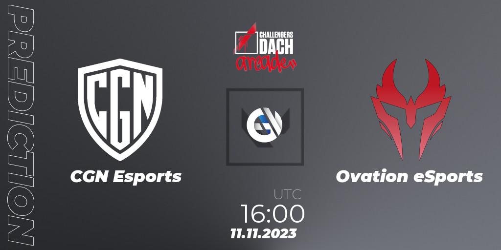 CGN Esports contre Ovation eSports : prédiction de match. 11.11.23. VALORANT, VALORANT Challengers 2023 DACH: Arcade